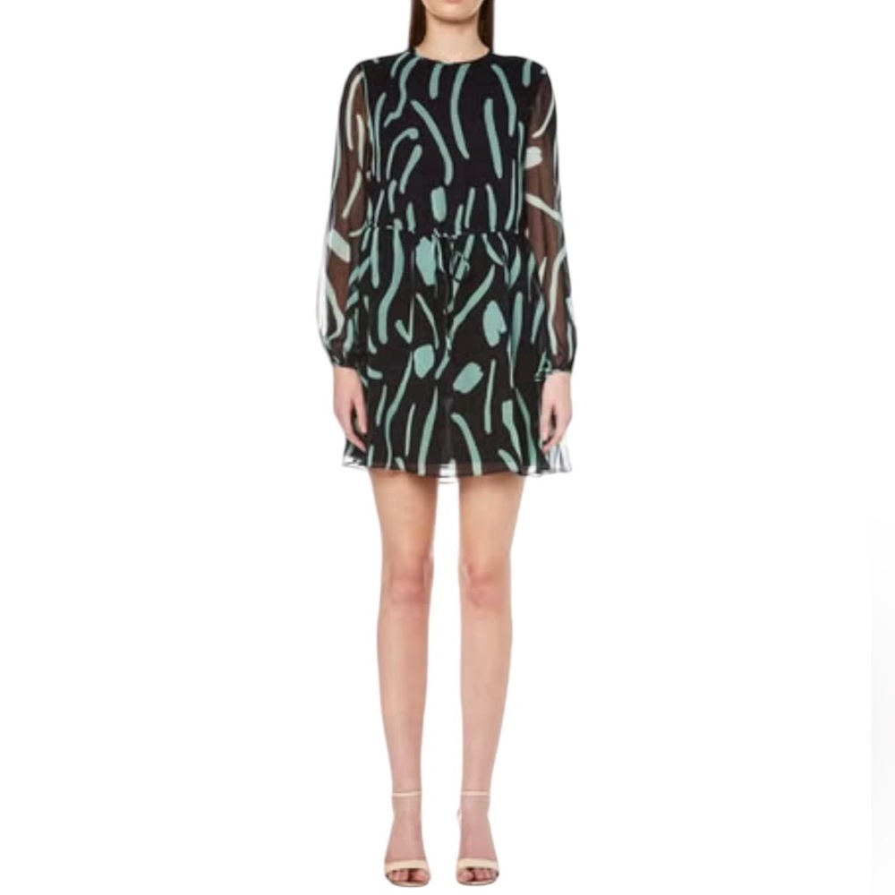 Diane Von Furstenberg Silk Mini Dress 6 Drawstring Waist Lined FLAW - Picture 1 of 13